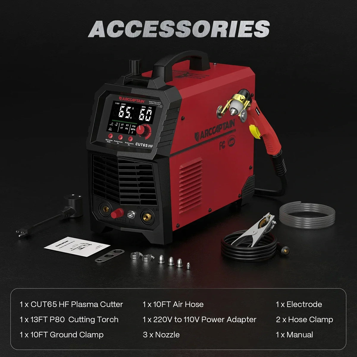Arccaptain CUT65 HF 65A Heavy-Duty Plasma Cutter