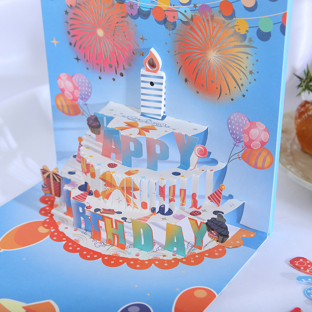 🔥HOT SALE🔥🎂Birthday Cards With Fireworks & Pop Up Cake & Blowable Light and Music