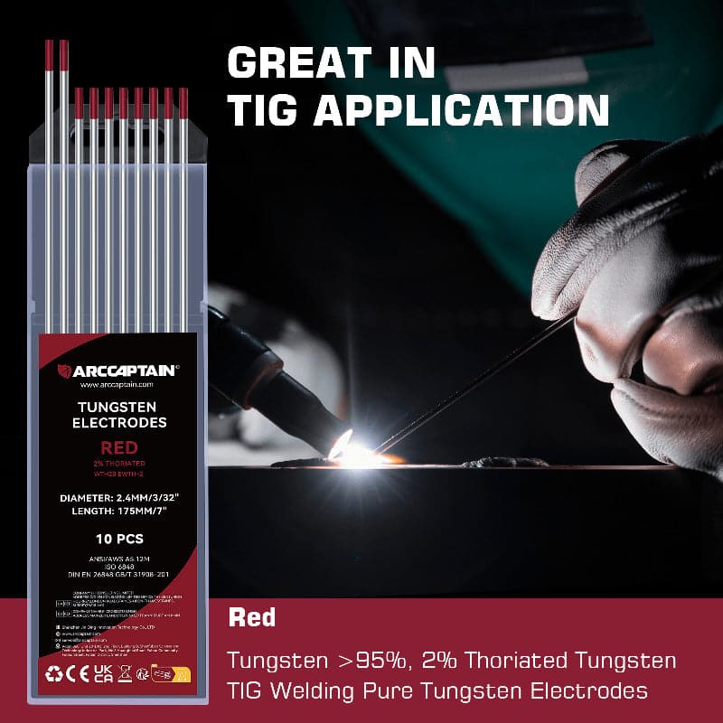 Color-coded Tungsten Electrodes 2% Blue Lanthanated Red Thoriated Tungsten