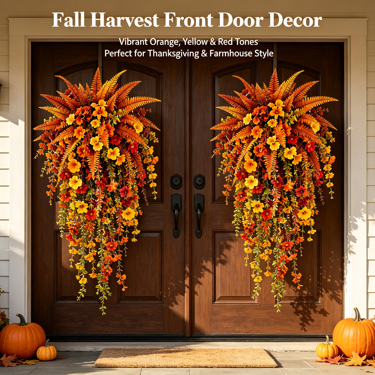 🍂 Artificial Autumn Fern Decor for Porch & Front Door