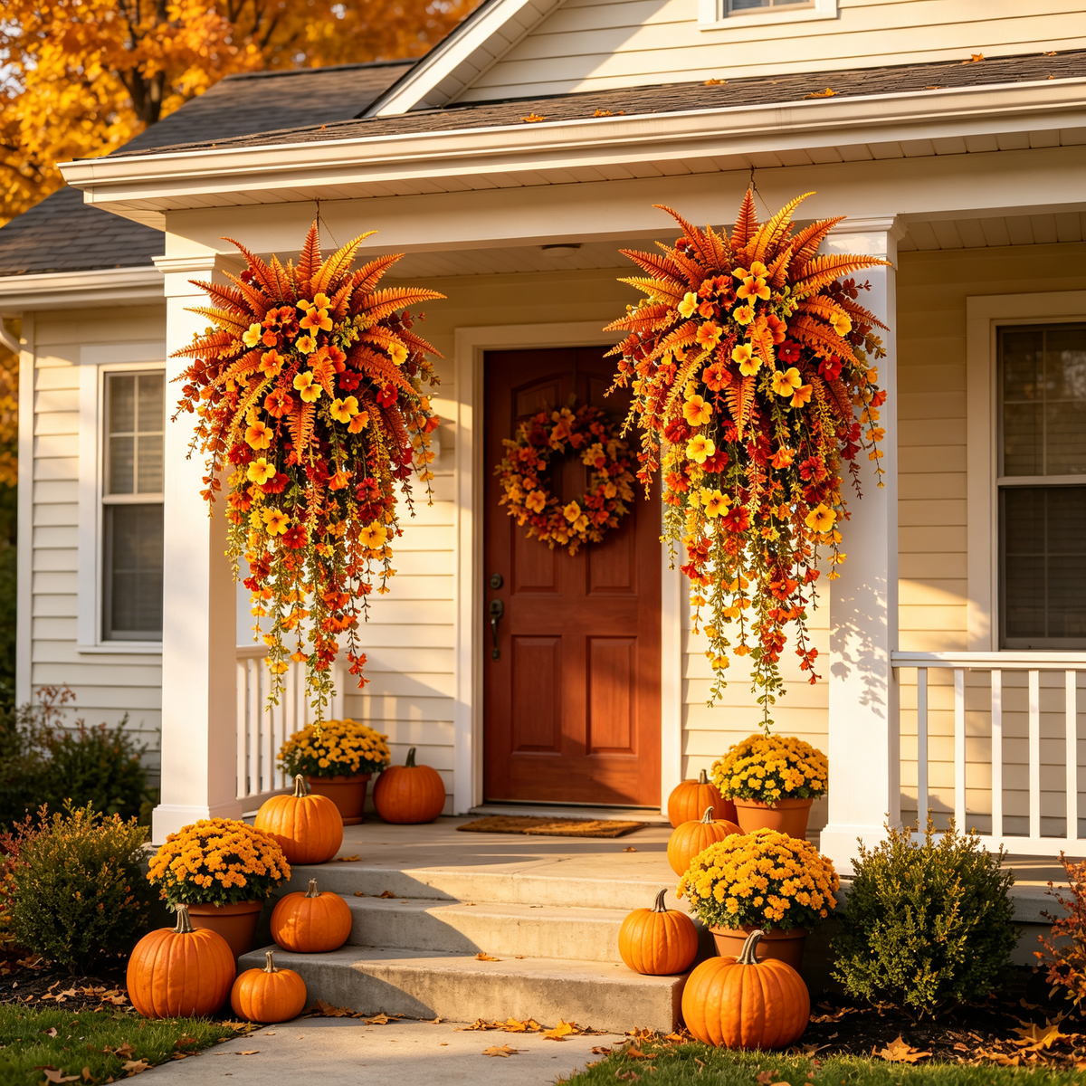 🍂 Artificial Autumn Fern Decor for Porch & Front Door