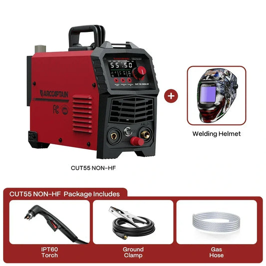 Arccaptain CUT55 NON-HF Plasma Cutter with Welding Helmet
