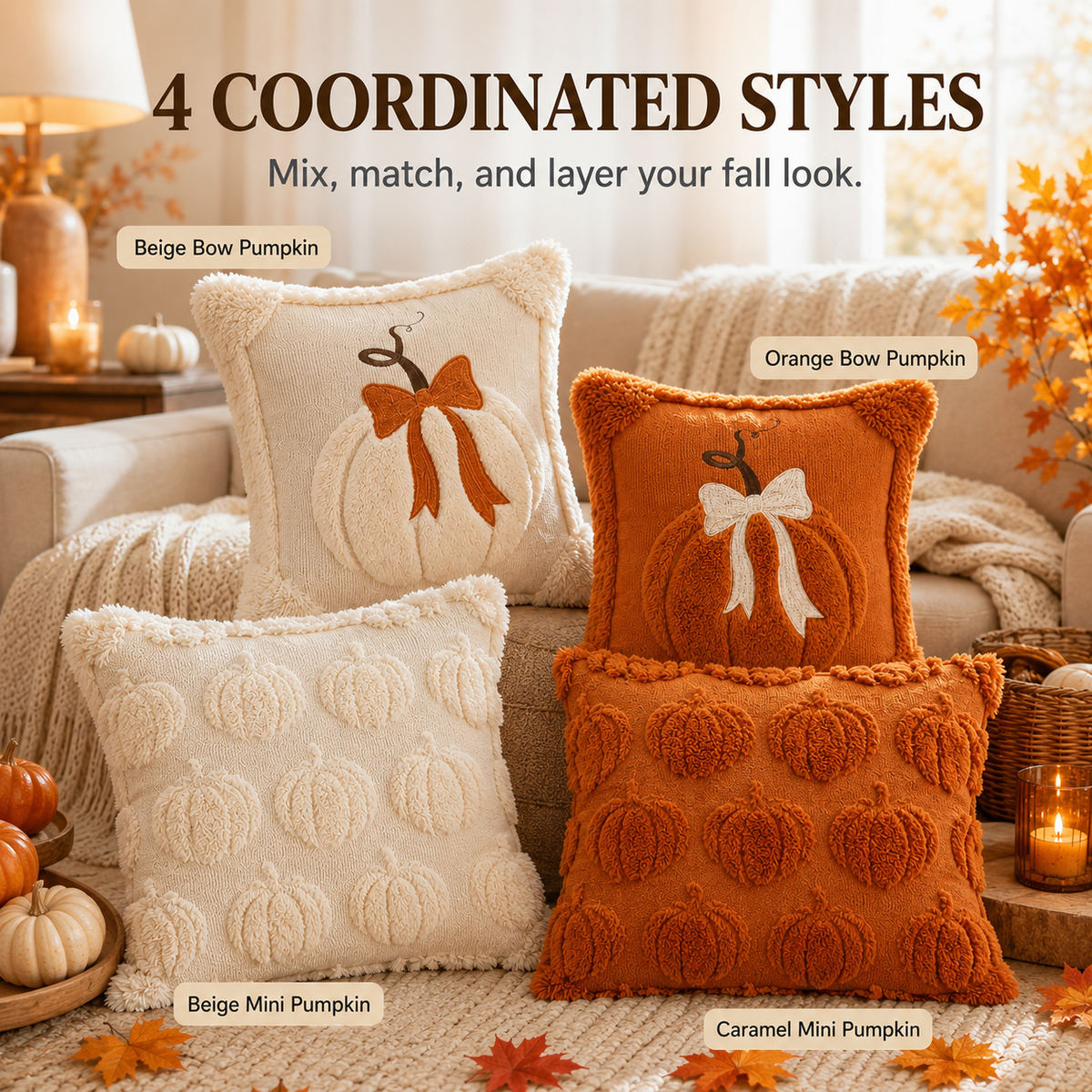 Jacquard Pumpkin Pillow Covers 2-Pack