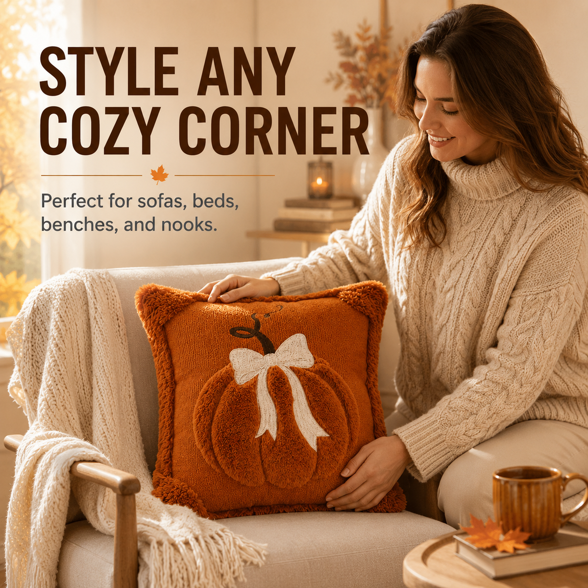 Jacquard Pumpkin Pillow Covers 2-Pack