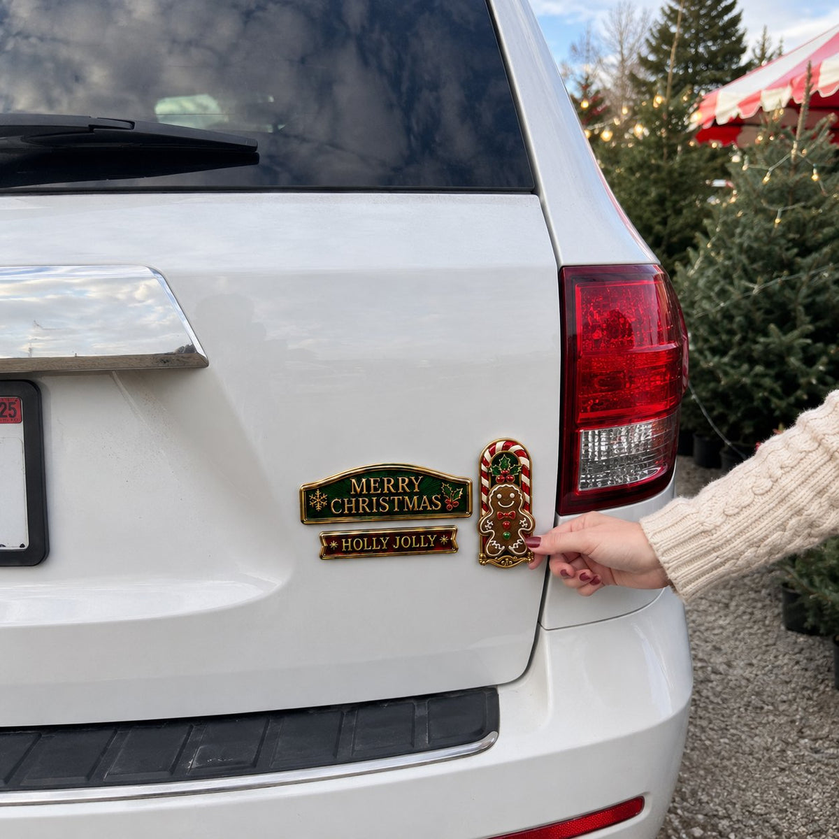 🔥 50K+ SOLD – 🎄 3-Piece Christmas Car Emblem Metal Badge Set | 3D Enamel Holiday Badges with Adhesive Backing for Trucks, SUVs & Festive Gifts 🎅✨