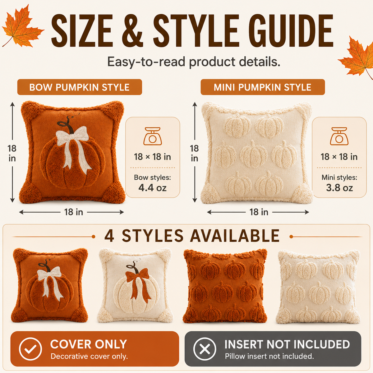Jacquard Pumpkin Pillow Covers 2-Pack