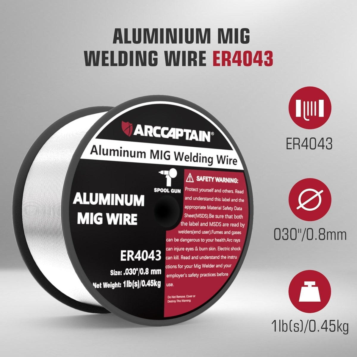 ARCCAPTAIN Aluminum Welding Wire 1 Pound Aluminum MIG Wire