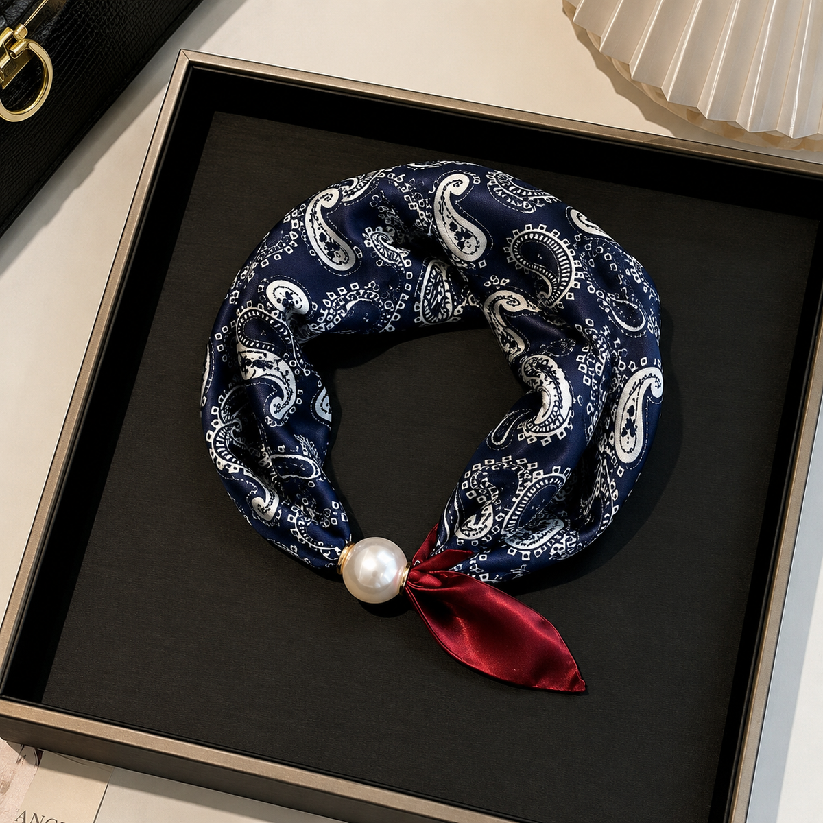 ✨ Effortless Glamour: Pop-On Pearl Necklace Scarf 🧣