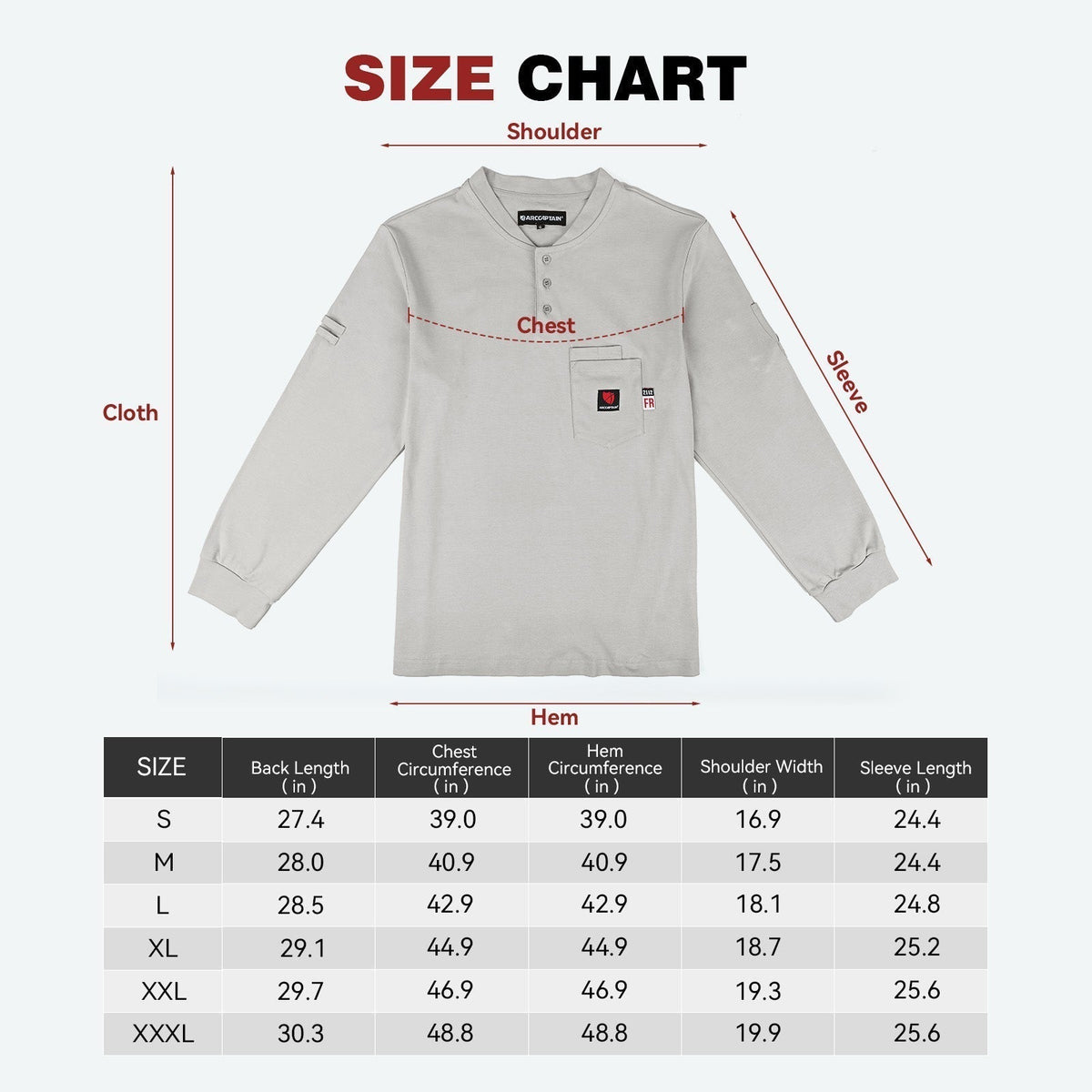 Arccaptain 100% Cotton FR Welding Shirt Long Sleeve Work Shirts