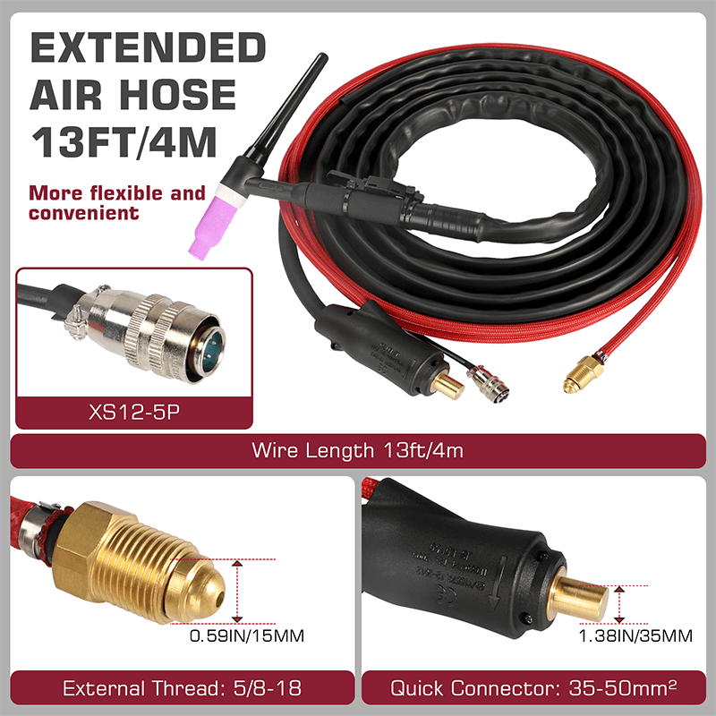 ARCCAPTAIN High Frequency Air Cooled TIG200 DC TIG Torch 13-FT 150 Amps Gun