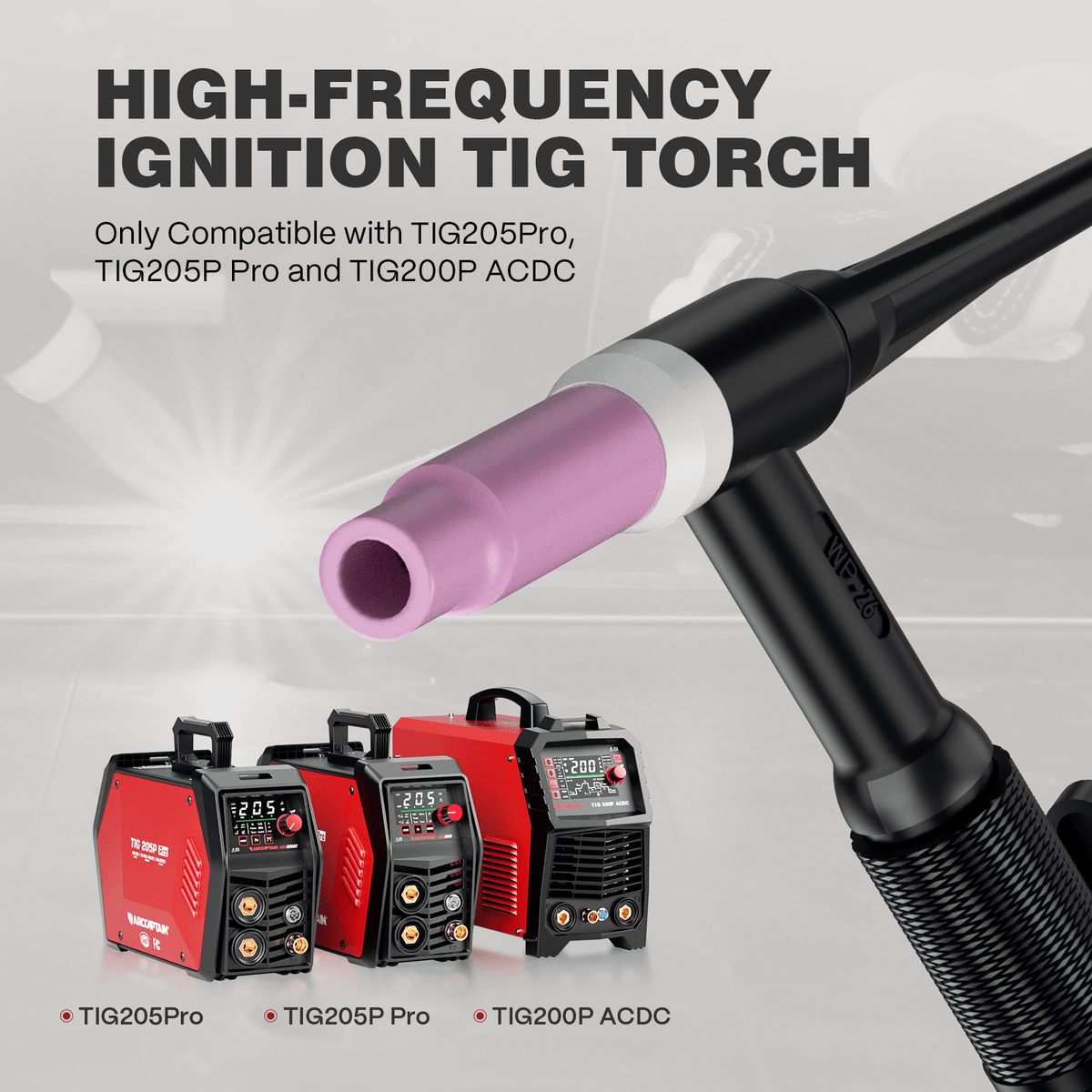 Arccaptain WP-26 150A Air-Cooled TIG Welding Torch with 13FT Cable