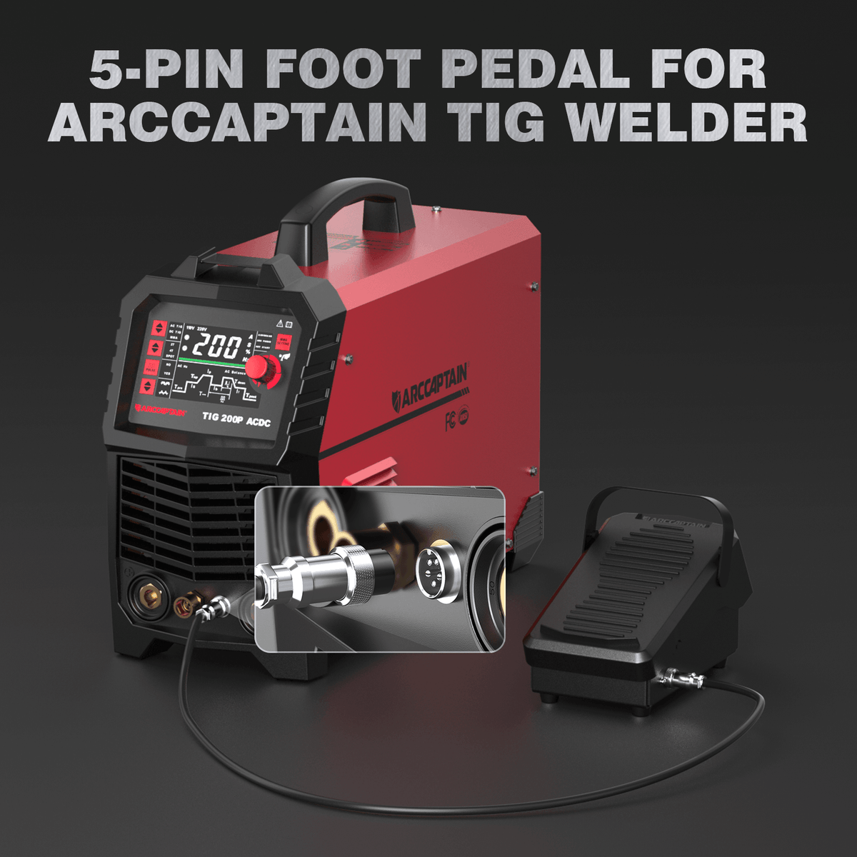 5-Pin Remote Amp Control with Strap Foot Pedal for TIG Welder