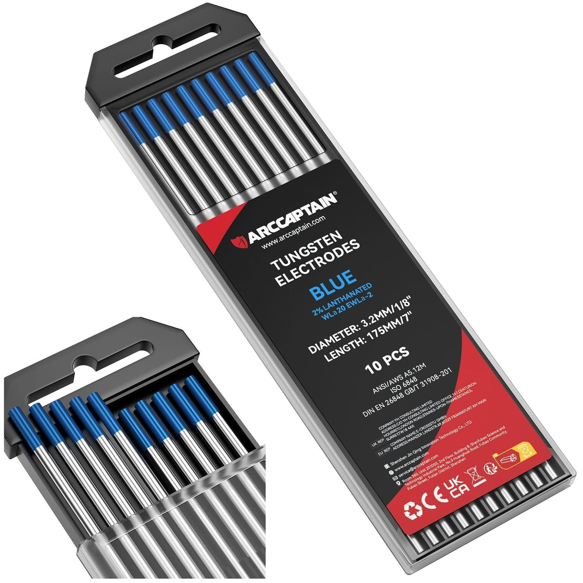 Color-coded Tungsten Electrodes 2% Blue Lanthanated Red Thoriated Tungsten
