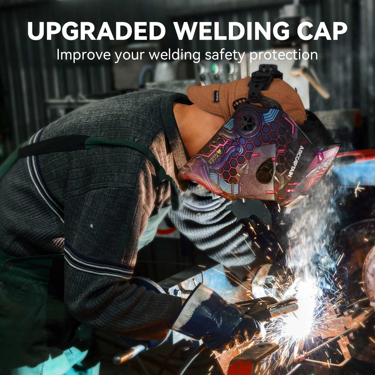 Reversible Pure Cotton Welding Cap with Elastic Retractable Band