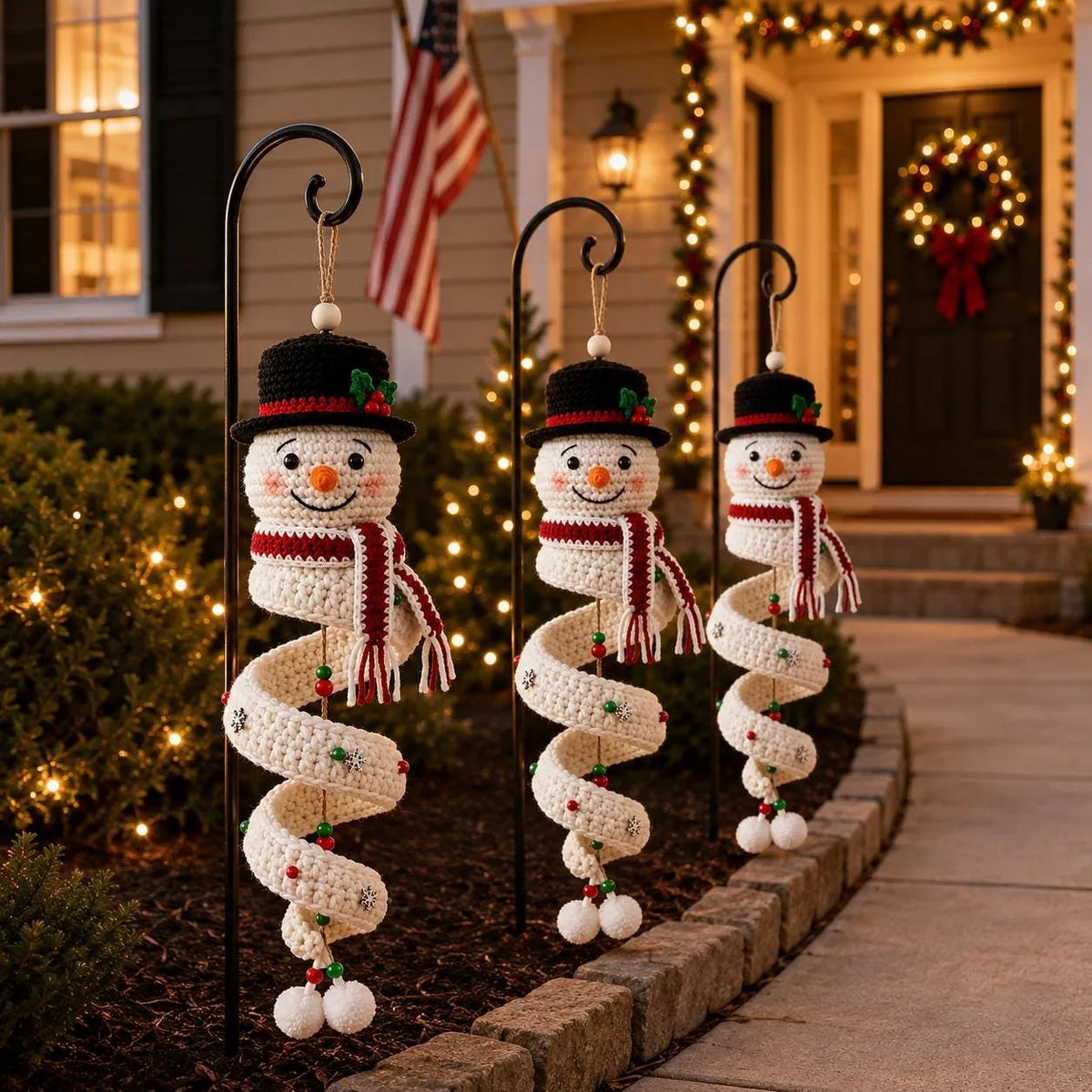 🔥 LAST DAY 49% OFF – ☃️ Crochet Snowman Spiral Ornament DIY Kit | Complete Beginner-Friendly Set with Soft Yarn, Crochet Hook, Festive Beads, Snowflakes & Step-by-Step Guide 🧶🎄✨
