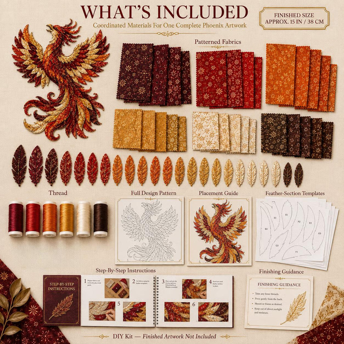 ⏳🌙 Beginner-Friendly Mythic Wilds DIY Layered Patchwork Art Kit | Complete Kit with Patterned Fabrics, Sewing Materials & Step-by-Step Guide Included 💕