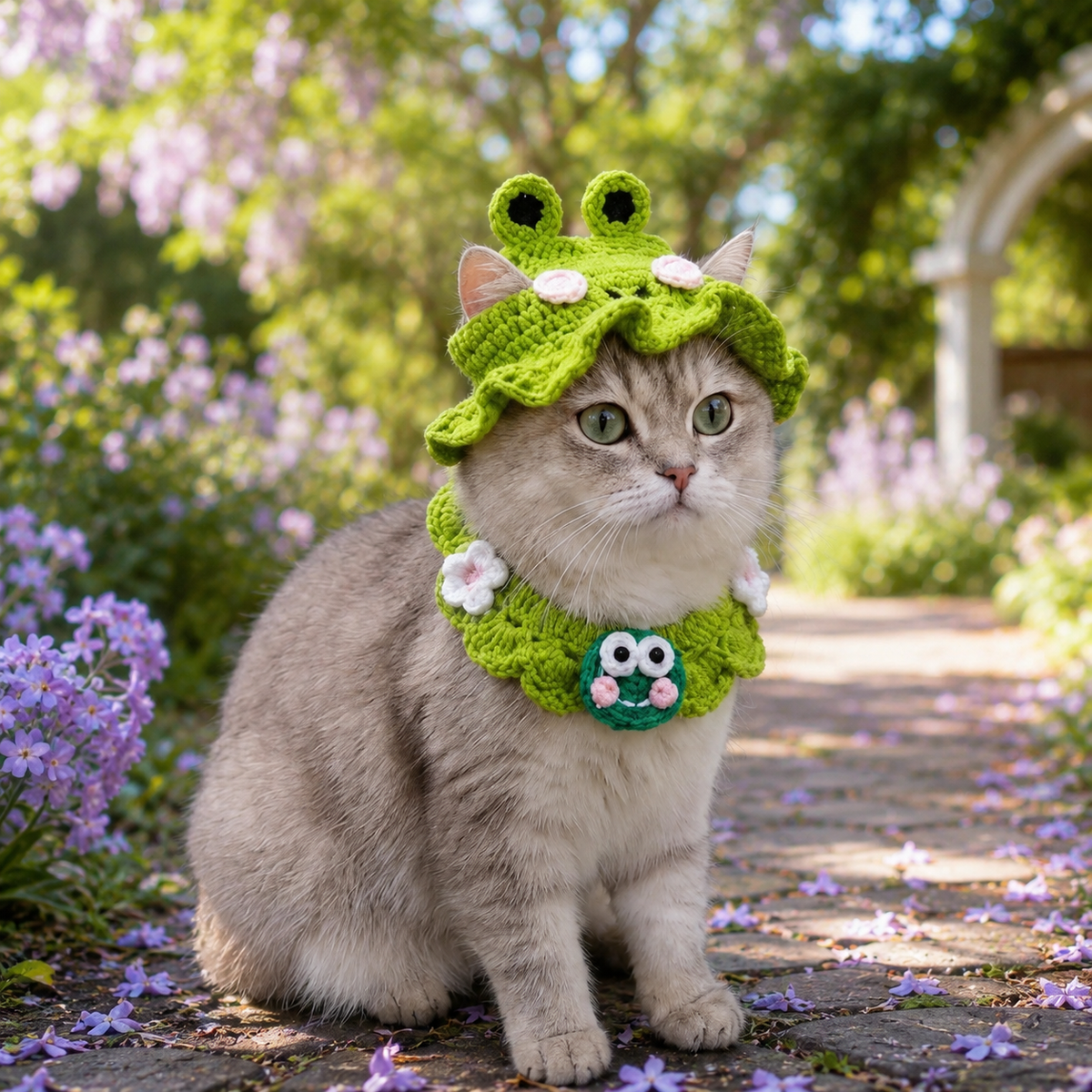 Handmade Crochet Pet Hat – Cute Character Bonnet for Cats