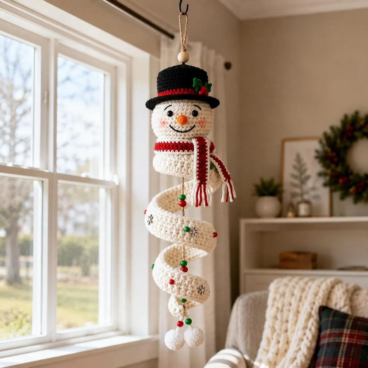 🔥 LAST DAY 49% OFF – ☃️ Crochet Snowman Spiral Ornament DIY Kit | Complete Beginner-Friendly Set with Soft Yarn, Crochet Hook, Festive Beads, Snowflakes & Step-by-Step Guide 🧶🎄✨
