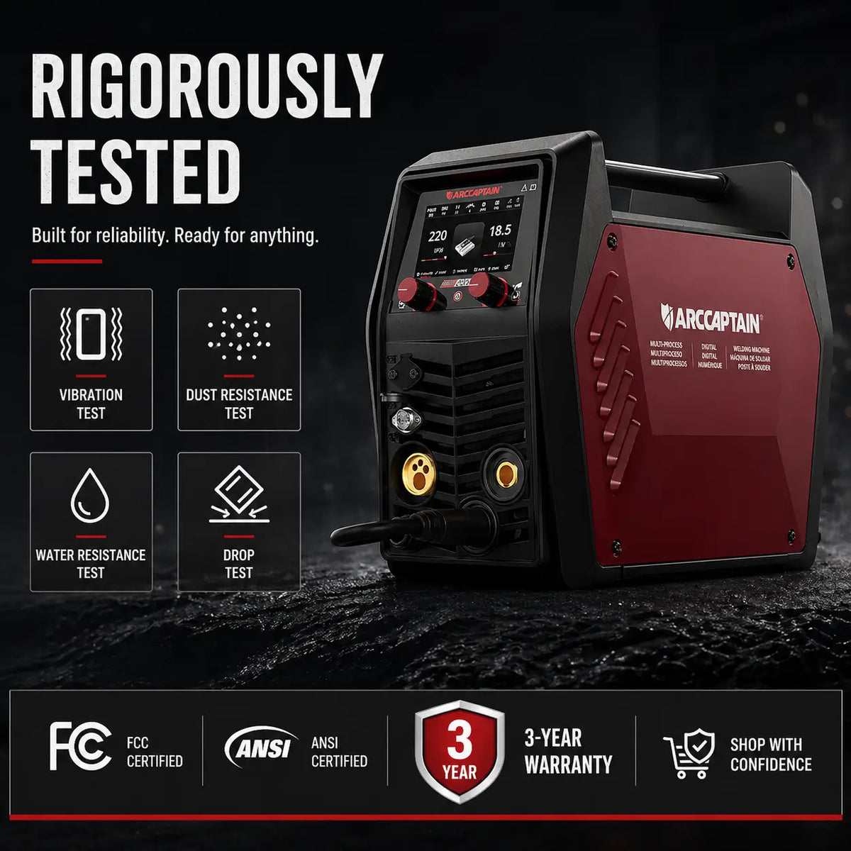 Arccaptain MIG205DP Pro Double Pulse MIG Welder For Aluminum