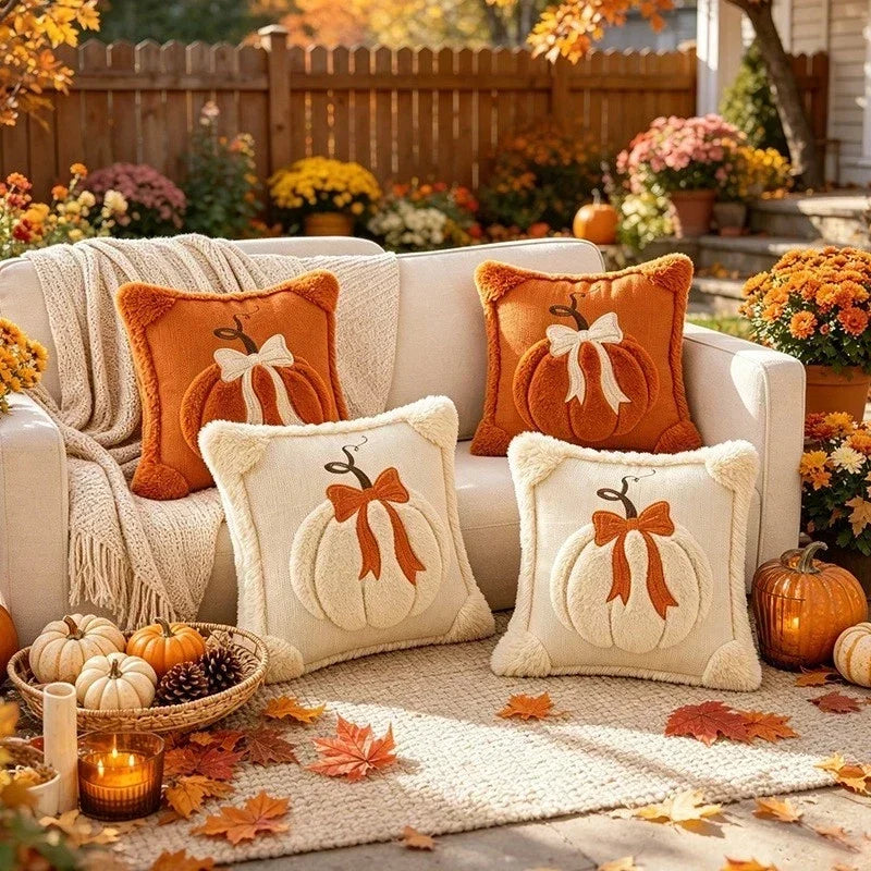 Jacquard Pumpkin Pillow Covers 2-Pack