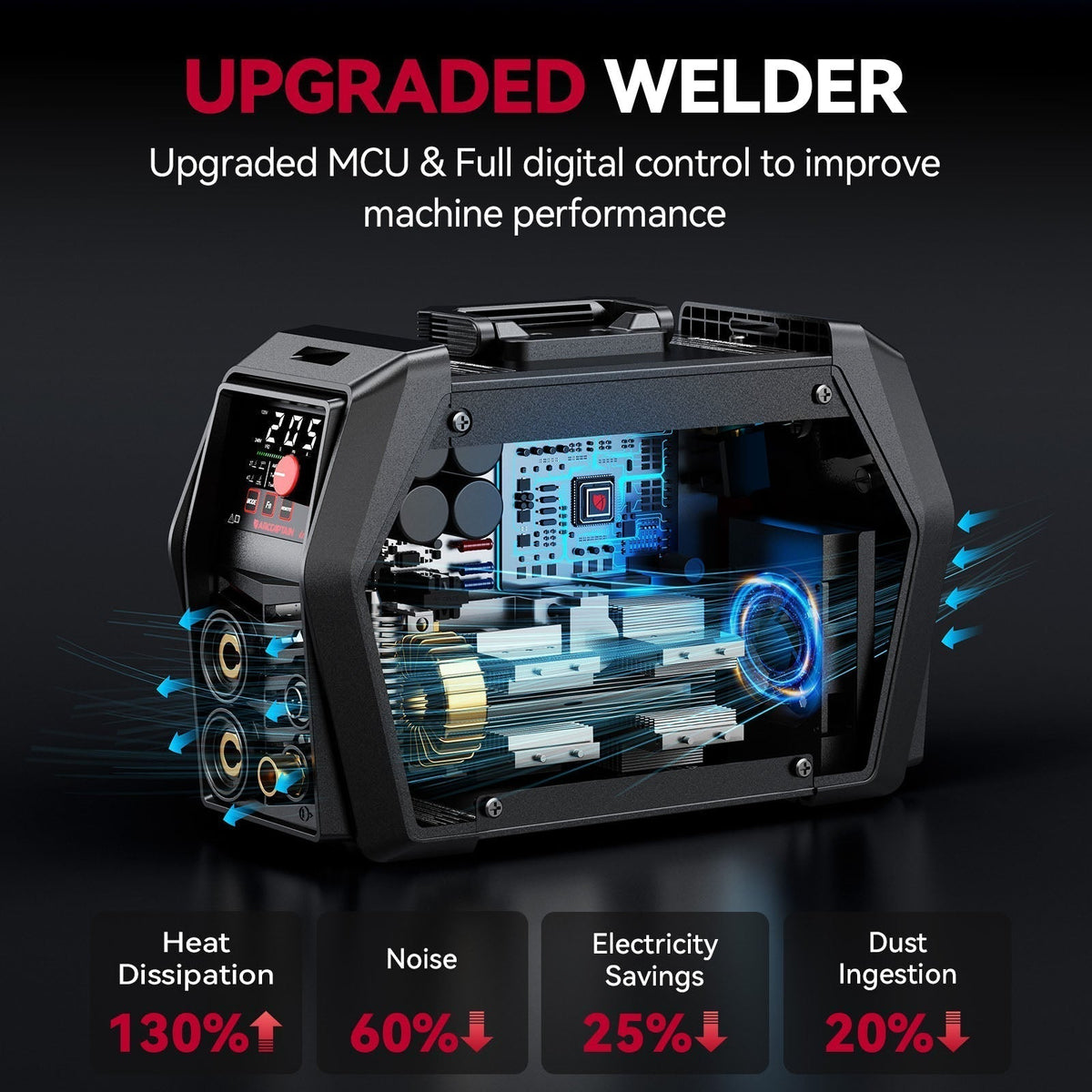 Arccaptain TIG205 Pro Cold TIG Welder with Welding Helmet