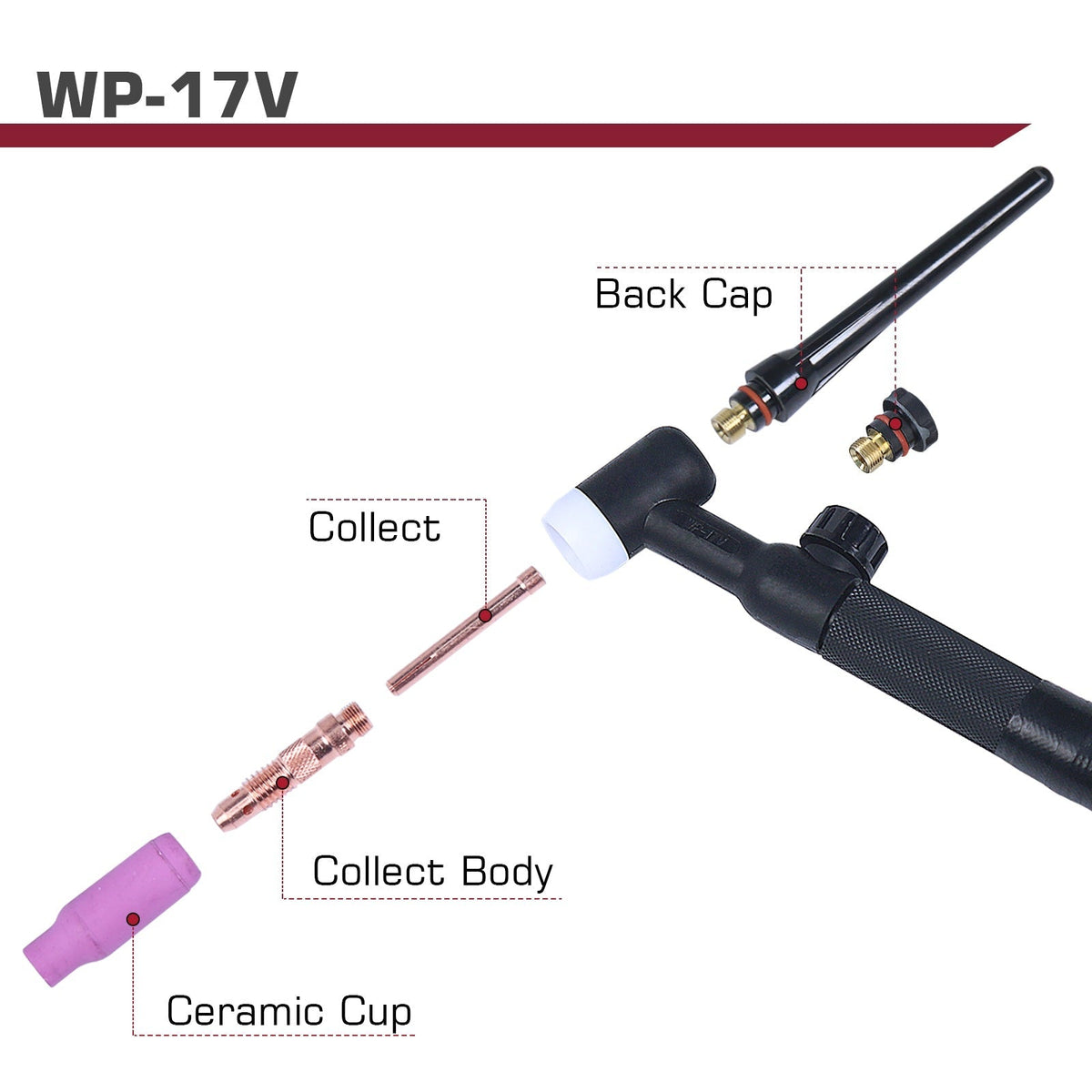 13ft WP-17V 150A Argon Lift TIG Torch with 35-50mm Connector
