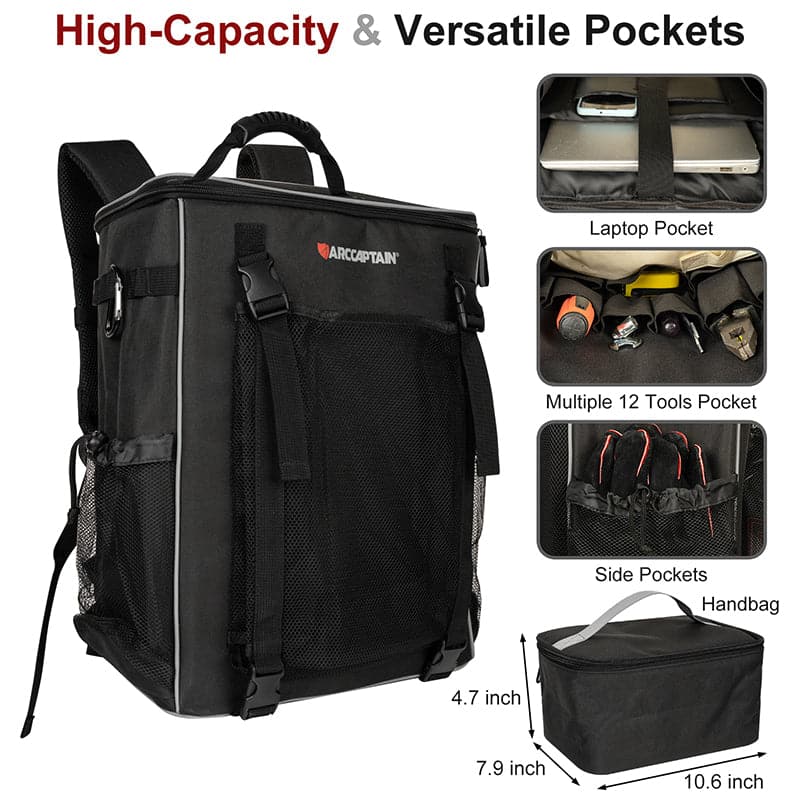 ARCCAPTAIN Welding Backpack Tool Bag Large Capacity Ultra Light Welding Helmet Backpack
